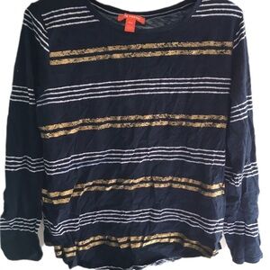 Striped Navy and Gold Long Sleeve Top